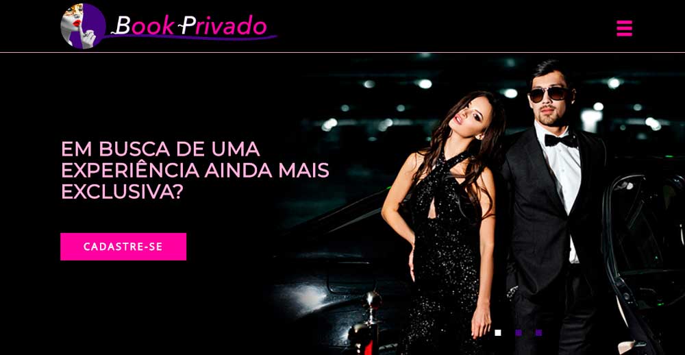 Interface do site Book Privado exibindo perfis de modelos