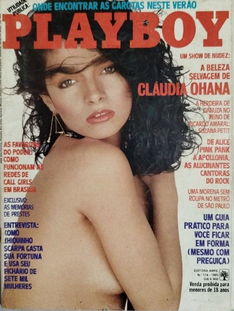 Claudia Ohana na Playboy de janeiro de 1985, com o ensaio produzido nos Estados Unidos